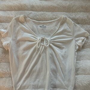 Hollister Cream Tie Front Fitted T-Shirt